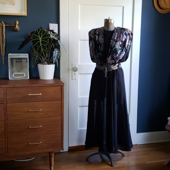 VTG Glittery 1970s Evening Dress - Picture 1 of 8